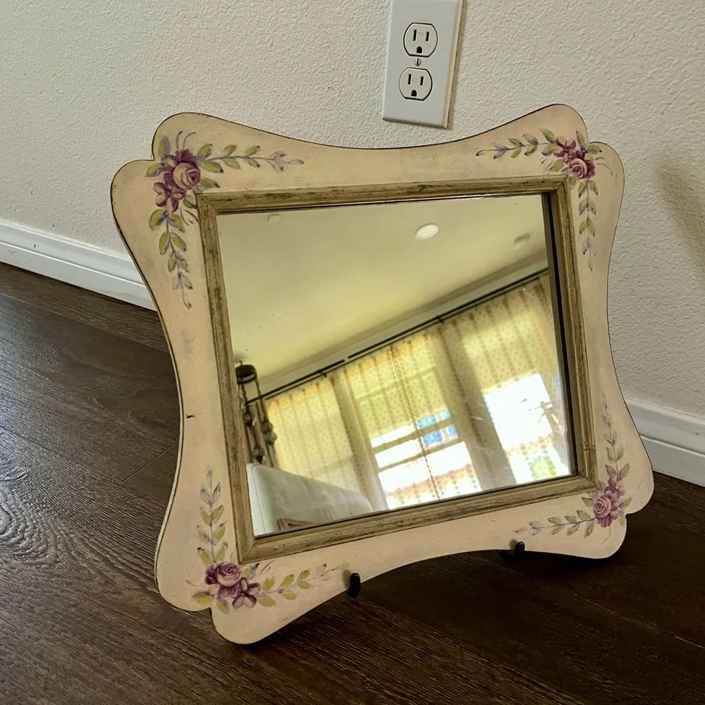 Floral Cream and Purple Wall Mirror